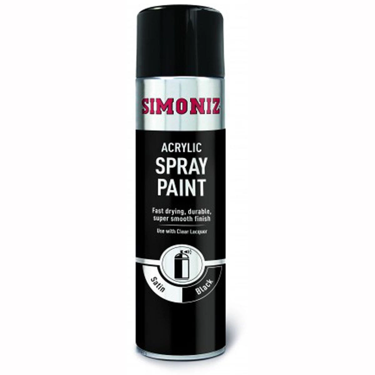 Simoniz Satin Black Paint Spray Aerosol Can Car Motorcycle - 500ml
